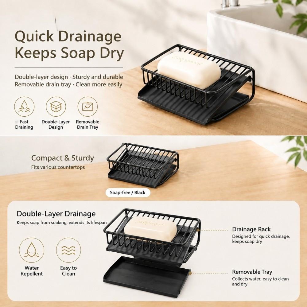 Plastic Bar Soap Holder Self Draining Soap Saver Dish Modern Sponge Dispenser Kitchen Sink