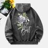 Fresh Flower Washed Hoodies Women Graffiti Prints Cotton Streetwears Distressed Pocket Oversized Pullovers Clothes