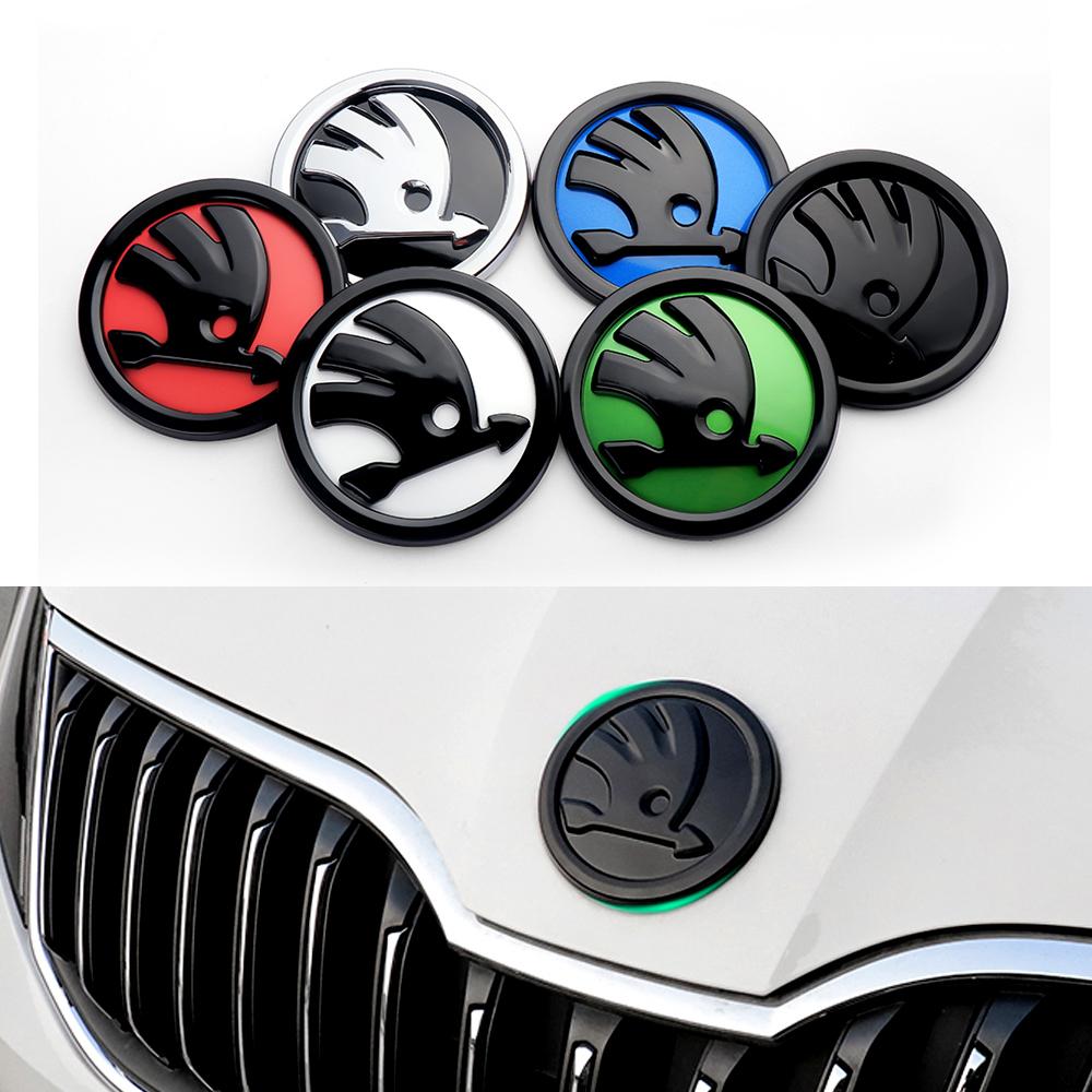 XLM4 80/100mm 3D Car Badge Hood Front and Trunk S Logo Badge Accessories for Skoda Kamiq Octavia VII Kodiaq GT Yeti Vision VRS Karok