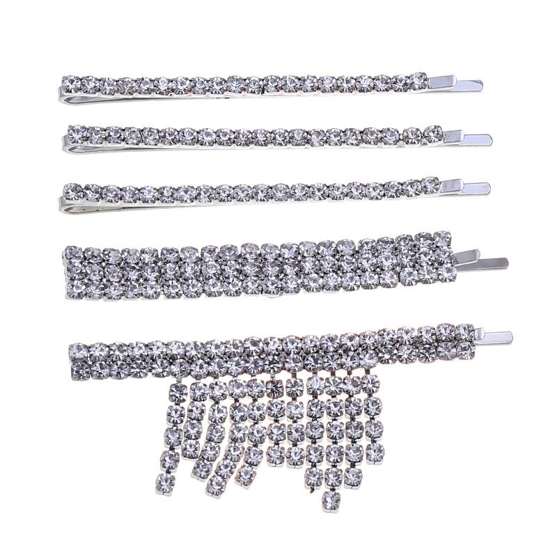 Shiny rhinestone fashion hairpin edge clip female simple exquisite Internet celebrity one-word clip personalized row diamond hairpin set
