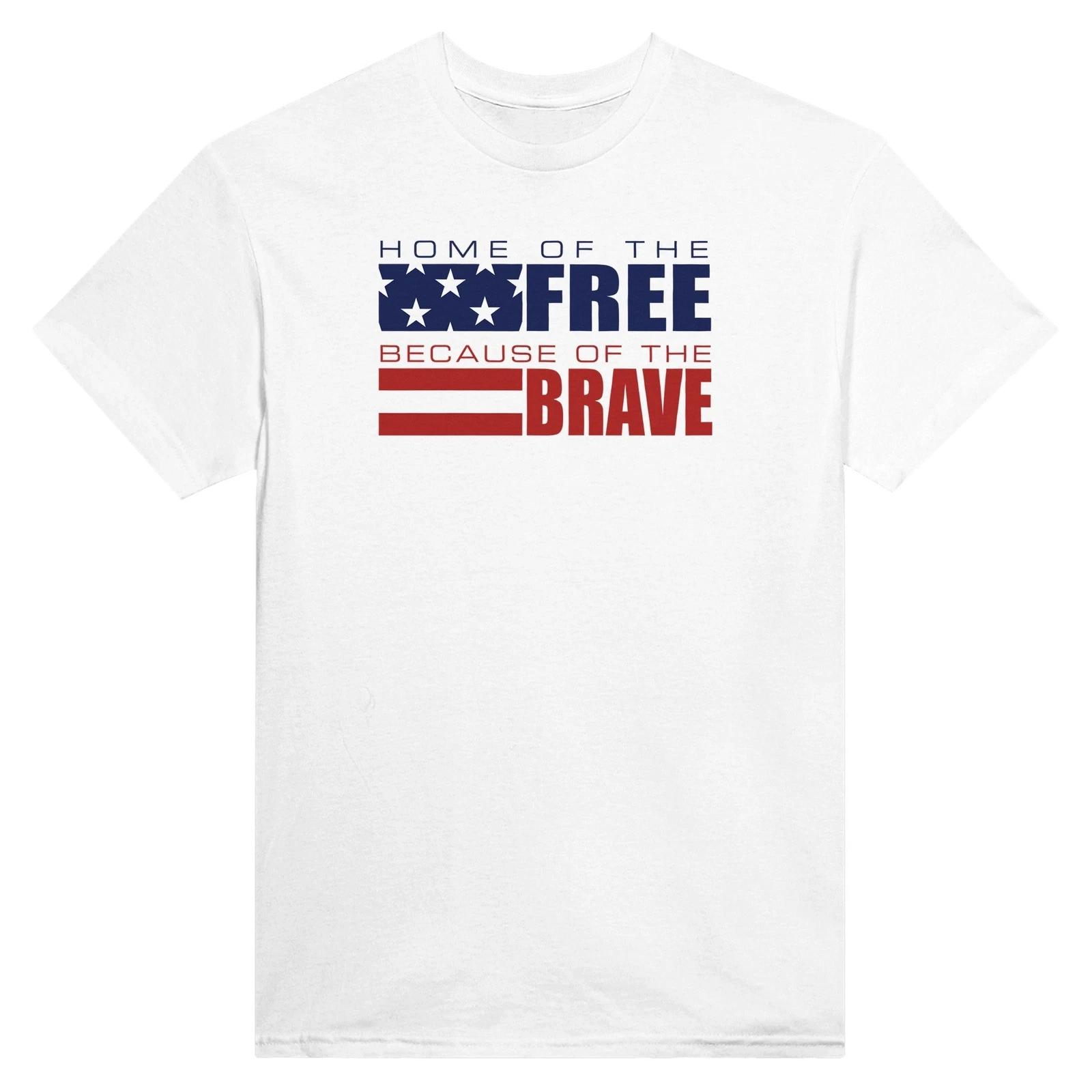 Home of the Free 4th of July Crewneck T-Shirt - Heavyweight Cotton Unique Fit XS