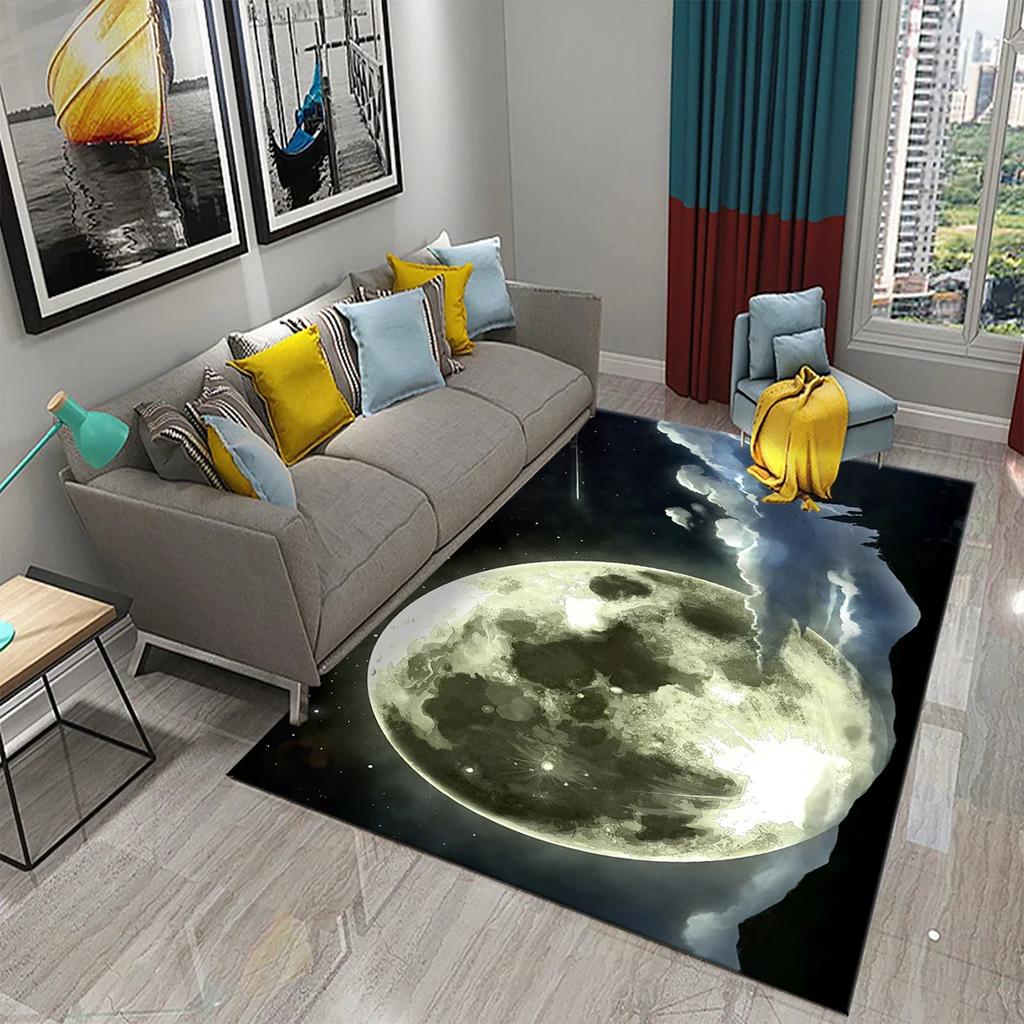 3D Moon Carpet Flower View Mat for Kitchen Bathroom Toilet Non-slip Carpet Living Room Sofa Floor Carpet Home Bedroom Decor Rug