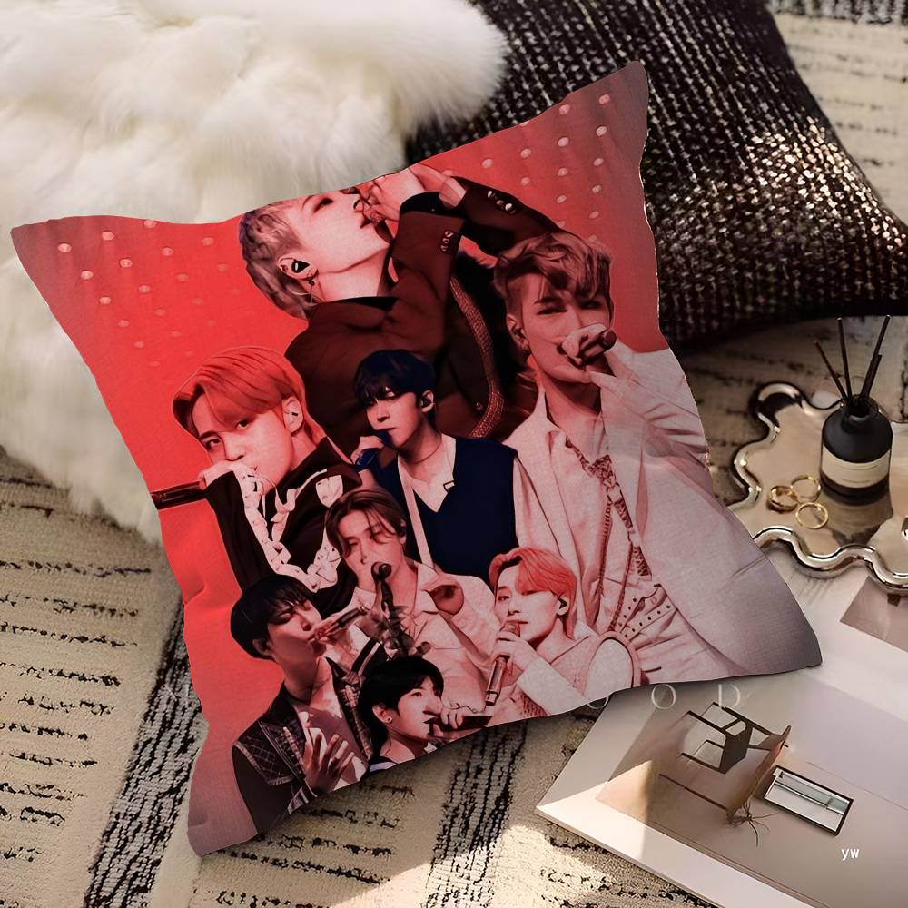 A-ATEEZs-KPOP Klassischer Heißer Sänger Büro Kissenbezug Auto Kissenbezug 45X45CM Lendenkissenbezug Sofakissenbezug