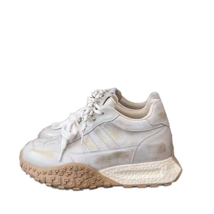 Thick-soled Inner Height-increasing Small White Shoes for Women and Small Men 2025 Spring New Retro Color-polishing Lightweight Forrest Gump Training