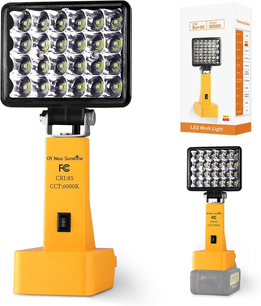 2PCS Cordless LED Work Light - 6000K Flood Light w/ 2 Brightness Modes, Portable for Camping/Outdoor