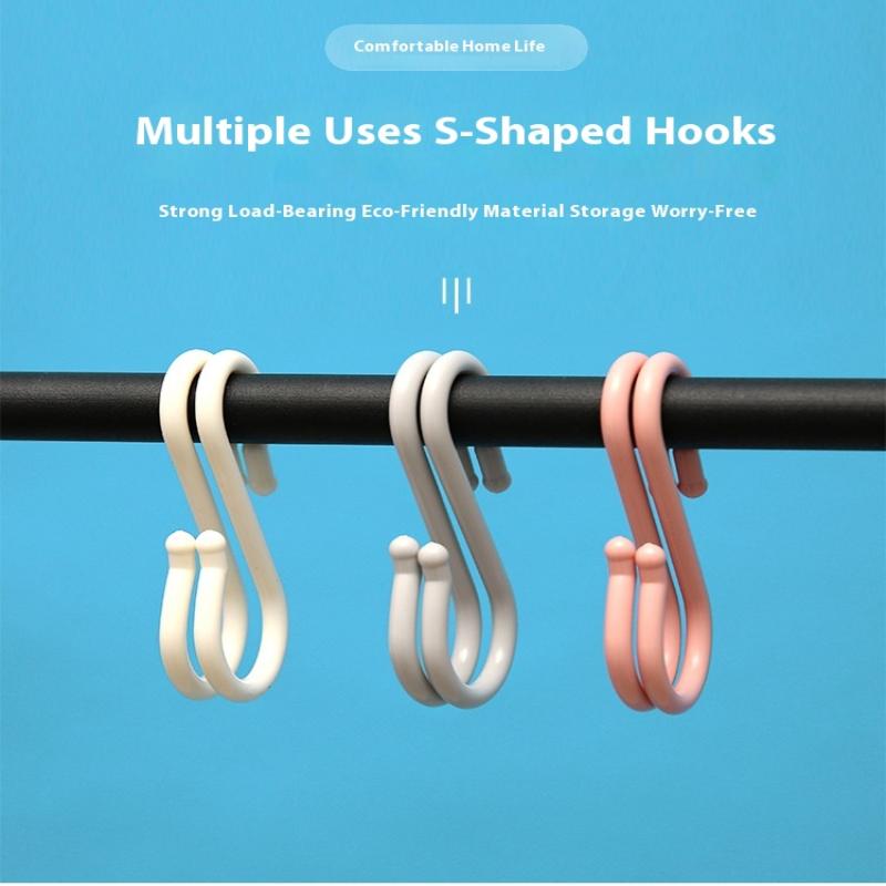 8Pcs S-Shaped Door Behind Hook Multi-Purpose Kitchen Hooks Wardrobe Clothes Cross Bar Universal Portable Bathroom Plastic Hook