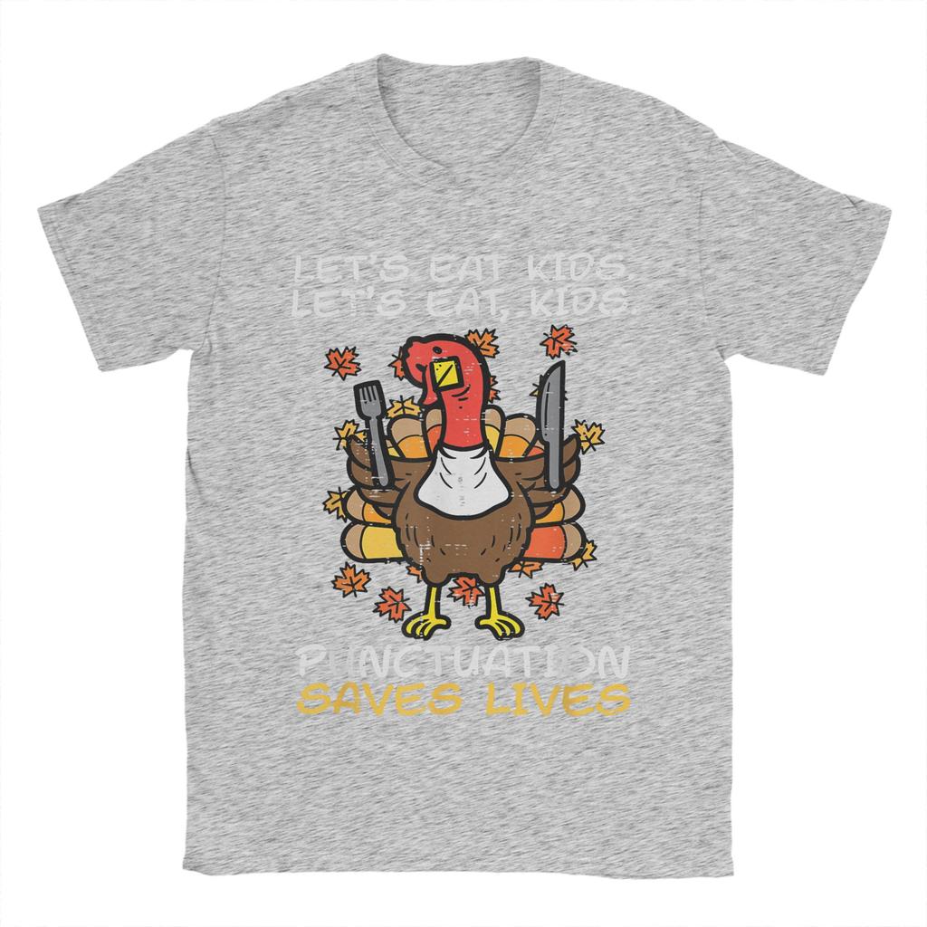Funny Thanksgiving Teacher Turkey Lets Eat T Shirt for Men T-Shirt Crewneck  Tee Shirt Short Sleeve Clothes Summer