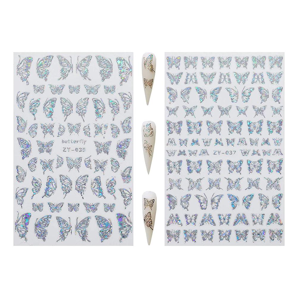 8 Sheets 3D Nail Art Stickers Water Transfer Decals Self Adhesive Nail Decorative Stickers DIY Manicure Beauty Accessories