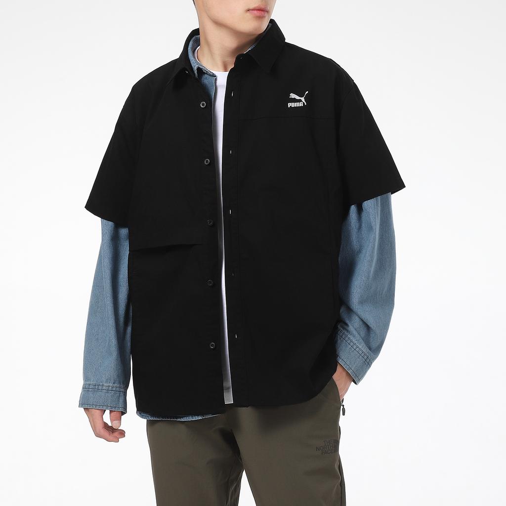 Puma Solid Color Casual Sports Short Sleeve Shirt Men Tops Black 533739-01