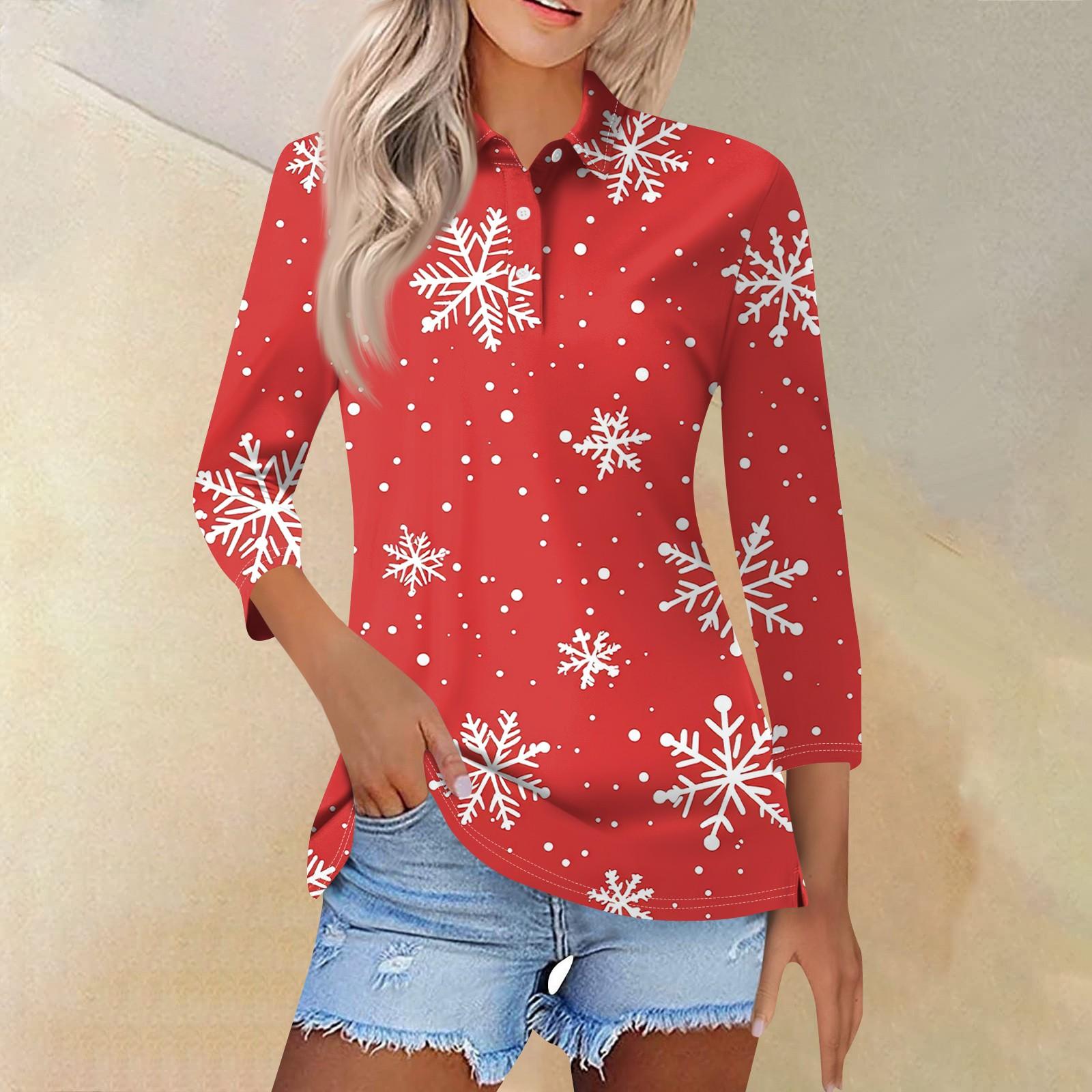 

Женская модная повседневная рубашка с отворотом и рукавом 3/4, женские топы на пуговицах XL арбуз красный