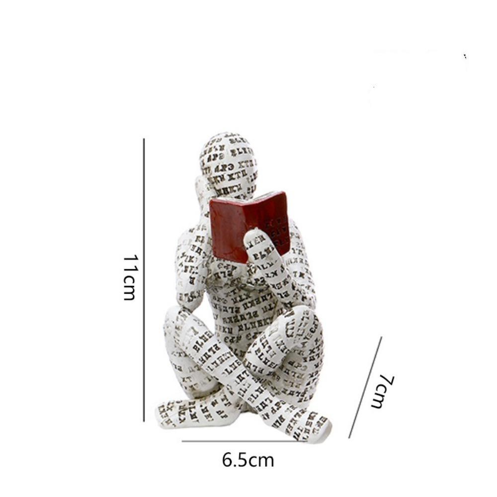Creative Mini Reading Woman Figurine Thinker Style Nordic Modern Abstract Sculptures Resin Simple Art Sculpture Bookshelf Decor