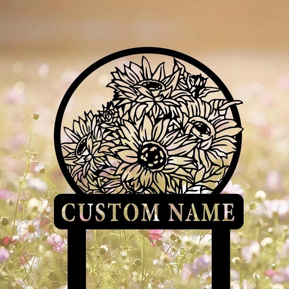 Custom Art Deco Sunflower Metal Sign Floor Decor Durable Landscape Ornament