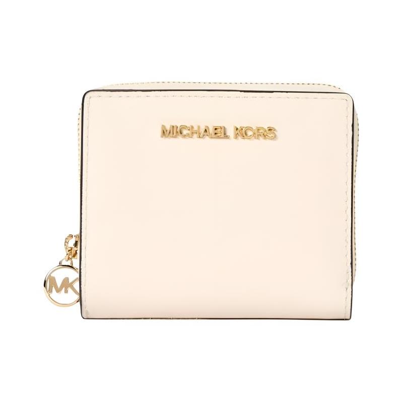 MICHAEL KORS Jet Set Travel Logo Logo Snap Closure Coated Canvas Wallet Medium Women s Creamy White белый