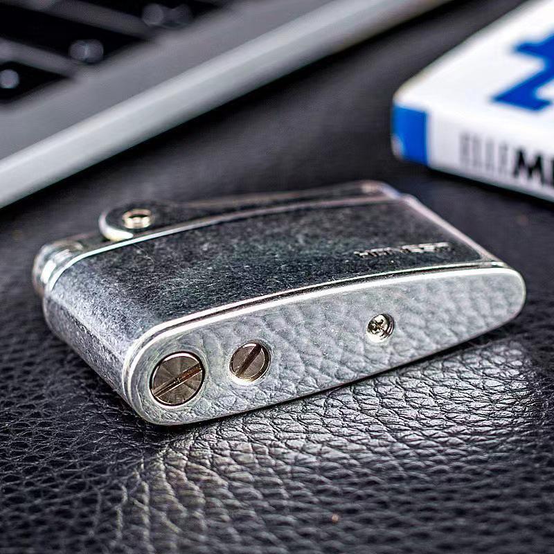 Retro Windproof Kerosene Lighter: One-Button Ignition, Ultra-Thin, Portable Design for Men