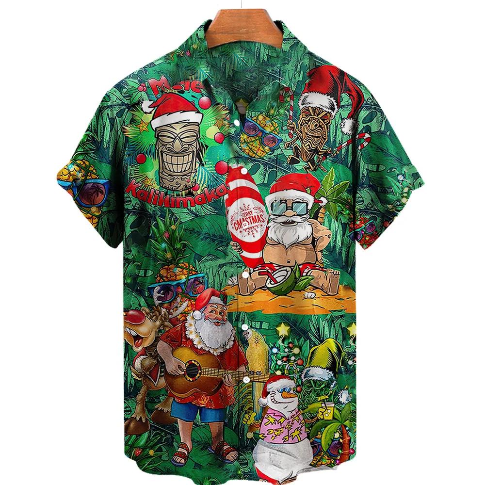 Men's Summer Short Sleeve Hawaiian Shirt Beach Holiday Print Shirt Top 100% Polyester Men's Street Style Short Sleeve Shirt