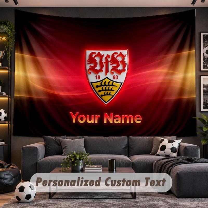 Wall Hanging Tapestry Custom NameVfB Stuttgart FC Pattern Personalized Printed Fabric Wall Decor