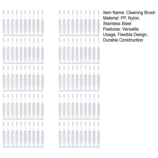 100Pcs Shower Head Cleaning Brush Non-Slip Handle Spiral Bristles Tiny Cleaning Brush Faucets Sinks Multifunctional Cleaning Tool