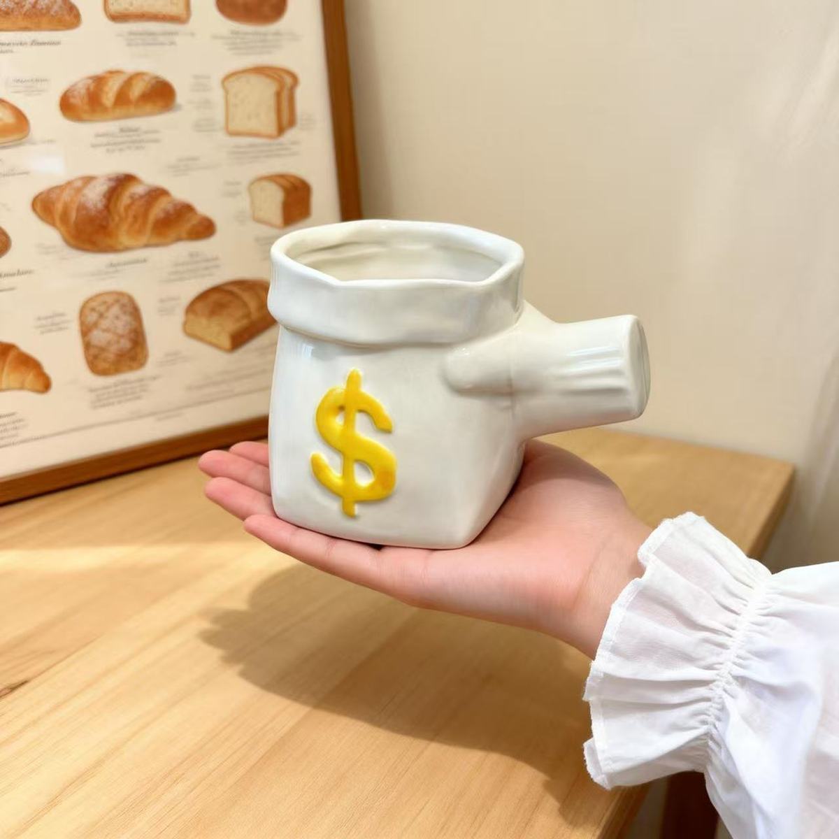 

Nordic Money Symbol Ceramic Coffee Cup Shop Latte Coffee Cup Birthday Gift Breakfast Dessert Milk Cup Office Mug Home Decoration 301-400ml