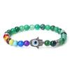 6mm 7 Chakra Beads Bracelets Lucky Evil Eye Hand Of Fatima Women Men Natural Lava Stone Agates Bracelet & Bangle Prayer Jewelry