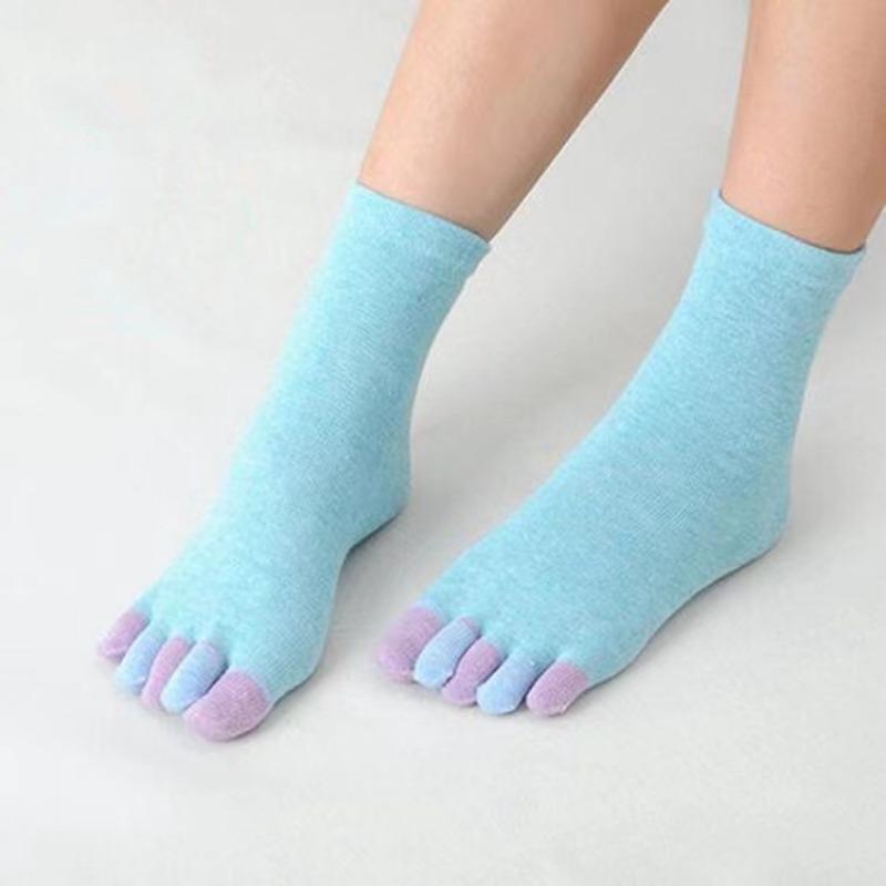 

6 пар женских носков с пятью пальцами, хлопковые, дышащие, эластичные, короткие носки до щиколотки, повседневные, высококачественные носки для девочек, мягкие, забавные носки с пальцами One Size зелёный