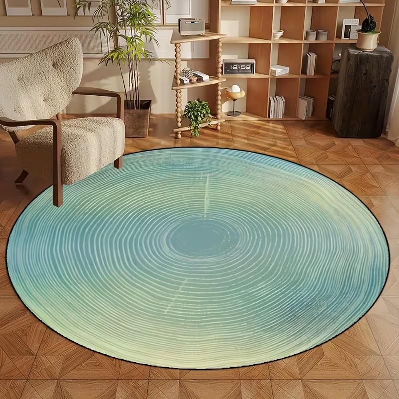 Moderne Gradiënt Boomring Print Rond Vloerkleed Minimalistische Houtnerf Cirkelvormig Vloerkleed Zacht Antislip Woondecoratie Cirkelkleed 40X40CM