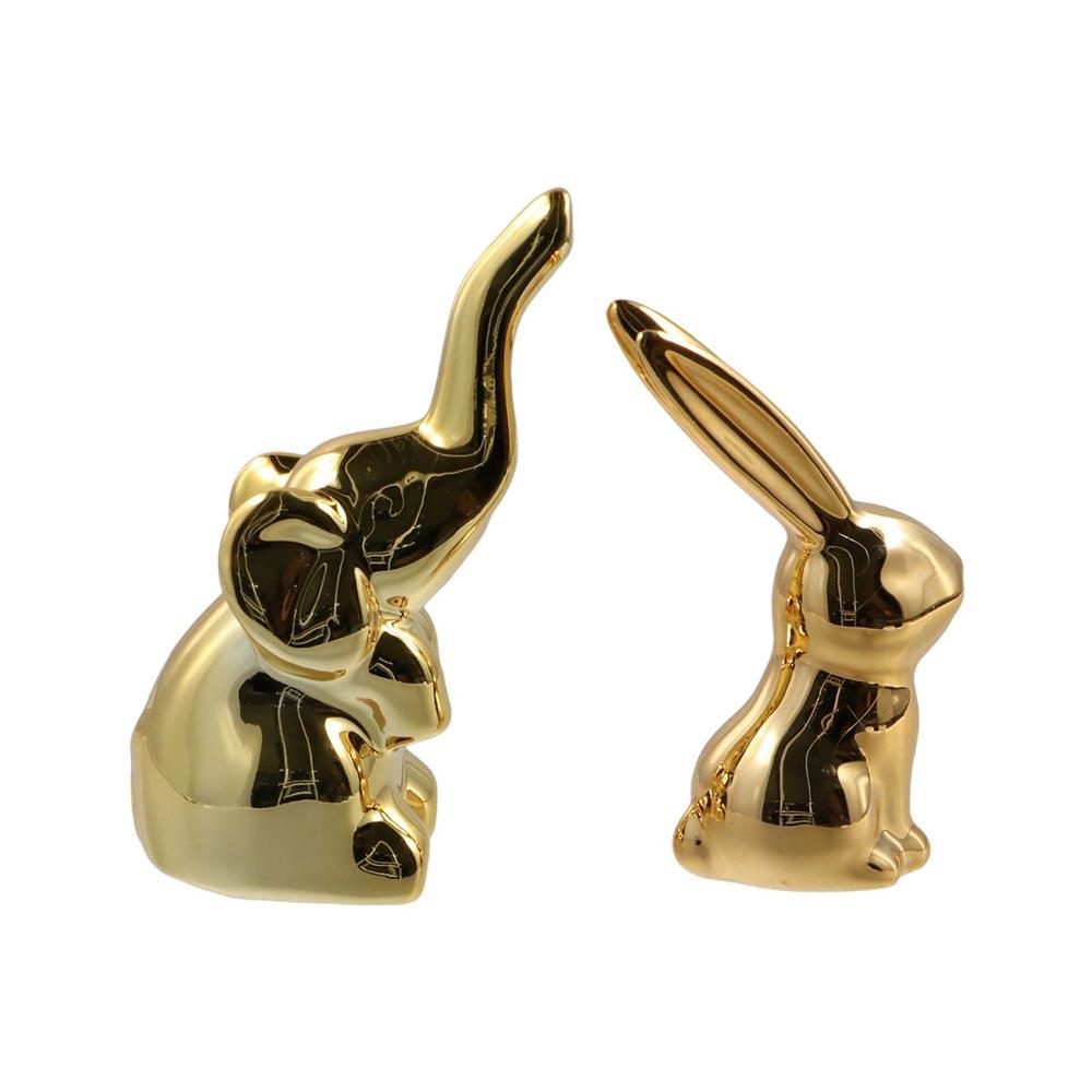 Figurine Nordic Gift Animal Styling Golden Ornaments Miniature Home Decor Ceramic  Crafts