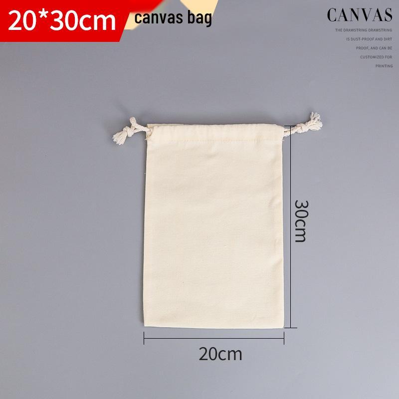 Customizable Thick Canvas Drawstring Bag - Festival Souvenir, Wear-Resistant, Small Size, White Cotton