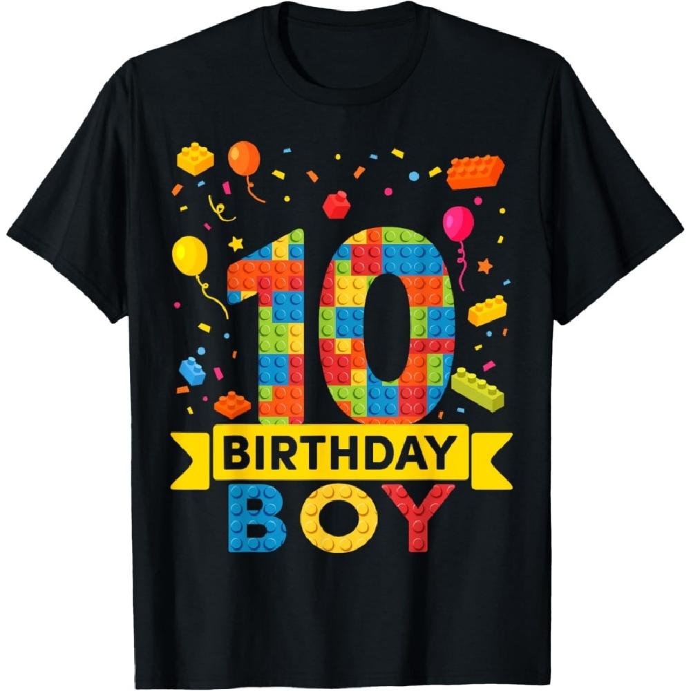 

10 Year Old Building Blocks 10th Birthday Boy T-Shirt XXXXXL