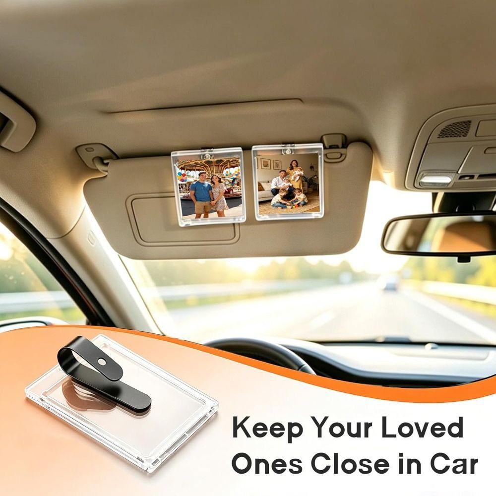 UV Protection Car Picture Holder Transparent Visor Clip Photo Frame Car Photo Holder Car Interior
