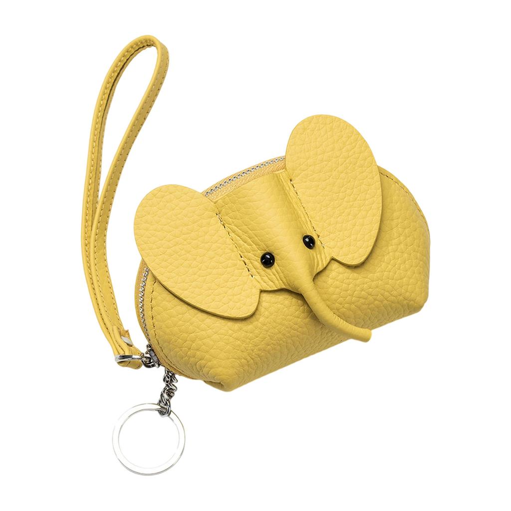 Sturdy Genuine Leather Elephant Designs Card Holders Zippered Wallet for Women