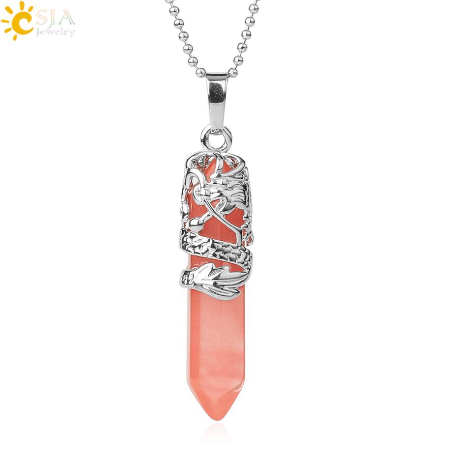 Dragon Crystals Necklace Stone Quartz Necklaces Natural Crystal Pendant Hexagonal Pendant Amethysts Jewelry for Women Men E853