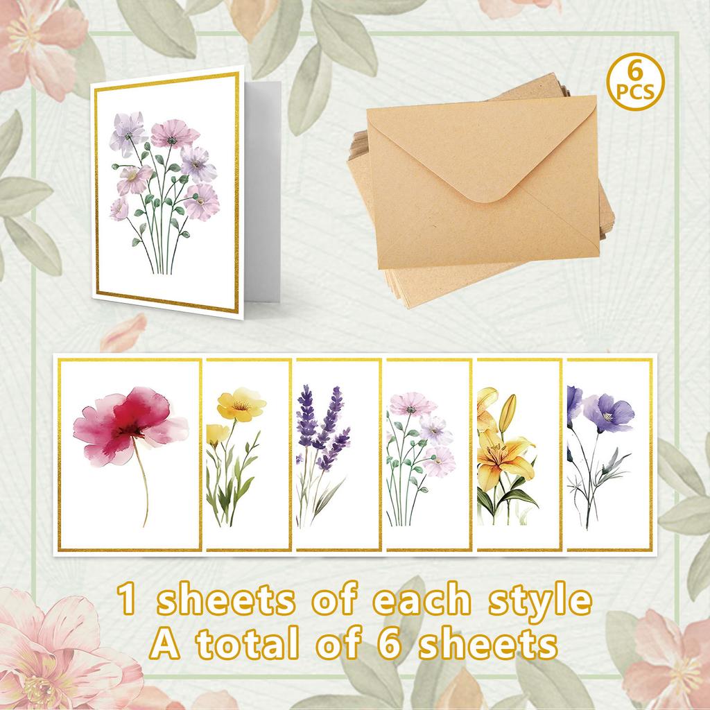 Europeisk stil Färgglada Tackkort/Inbjudningskort/Bröllopskort Set, Eleganta Små Kort för Hälsning, Blomsteraffär Favörer, Gåvor