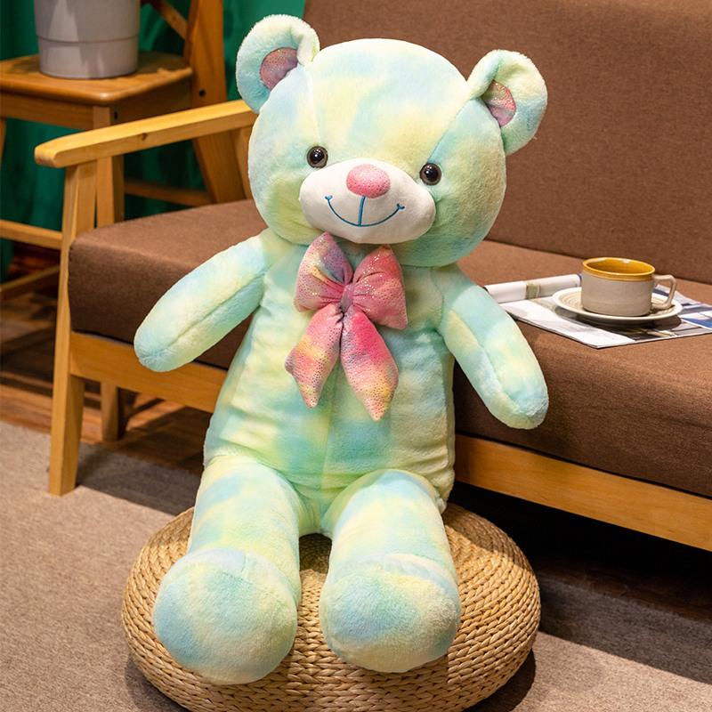 Duża Tęczowa Pluszowa Lalka Niedźwiedź Przytulanka Lalka Niedźwiedź Dziecięca Uspokajająca Szmaciana Lalka Dziewczynka Prezent Urodzinowy