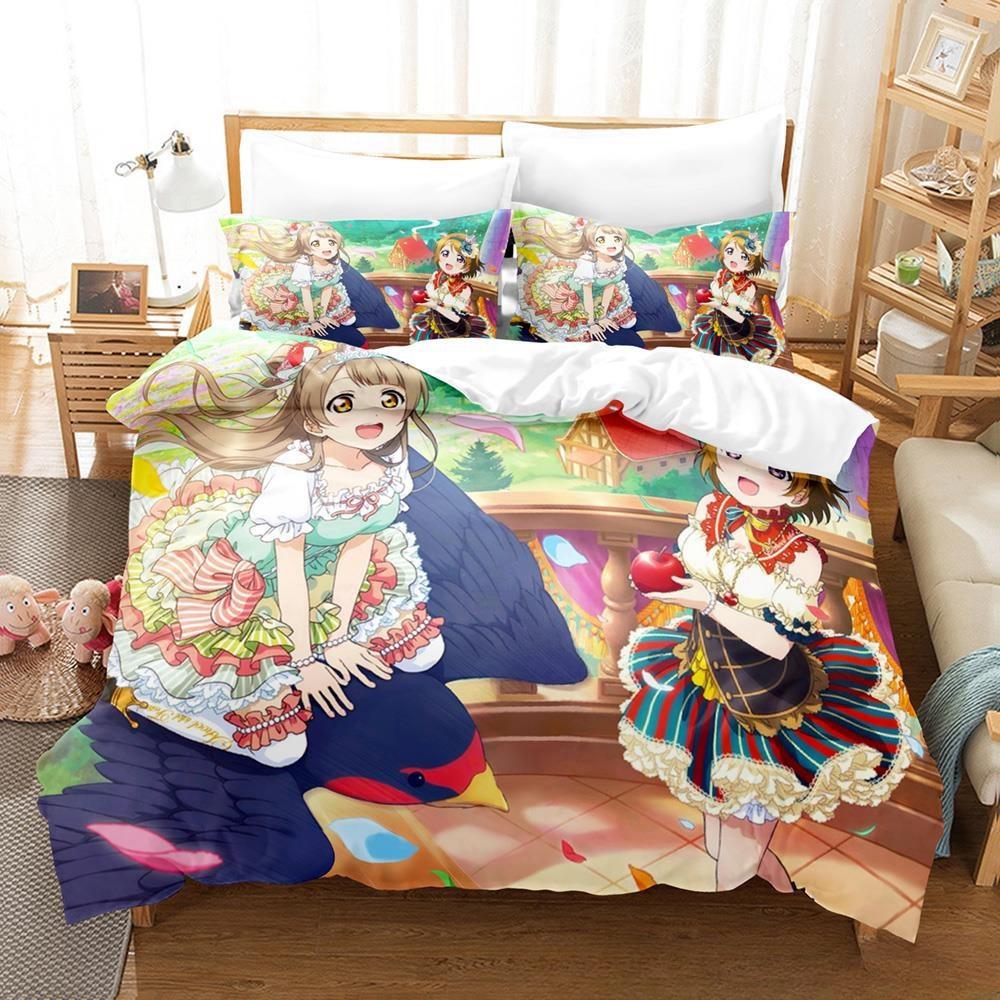 Fashion 2025 New Kawaii Love Live! Bedding Set Cartoon Anime three-piece Set Adult Kid Bedroom Duvet Cover Sets Home Textiles