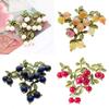 Retro Green Cranberry Brooch With Alloy Leaf Decoration For Women And Men