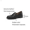 Fashion NEW Spring/Autumn Women Loafers Genuine Leather Shoes for Women Round Toe Chunky Heel Black Shoes Concise High Heel Women Pumps