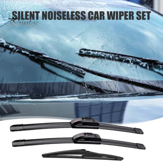 Natural Rubber Wiper Blades Car 3 Piece Set for Mazda CX-5 CX-9 Pre-2017/2017+, 24"+18"+14" Easy Installation Front and Rear Windshield Wipers, Silent