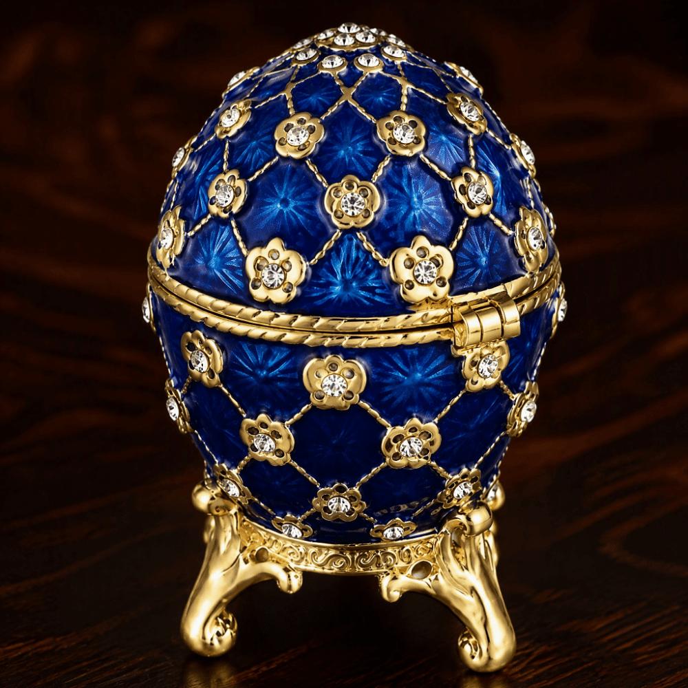 Compact Enamel Jewelry Box Zinc Alloy Hinged Jewelry Box Egg Trinket Box Vanity Table Decor