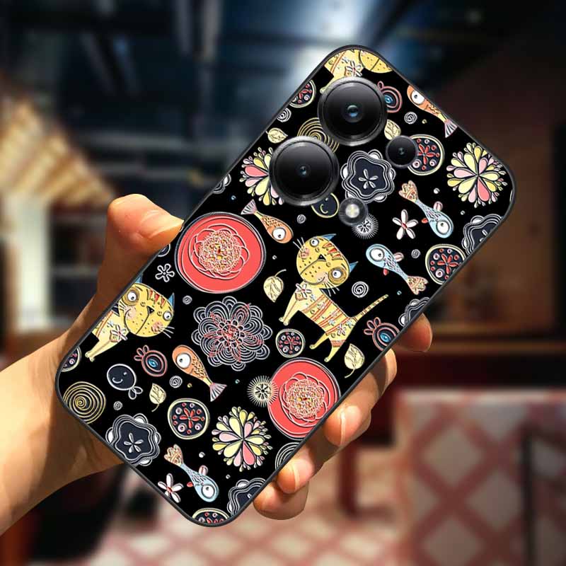 For Xiaomi Redmi Note 13 13pro 5G Case 3D Relief Flower Emboss Soft Silicone Cover For Redmi Note 13 pro Plus Owl interest Cases
