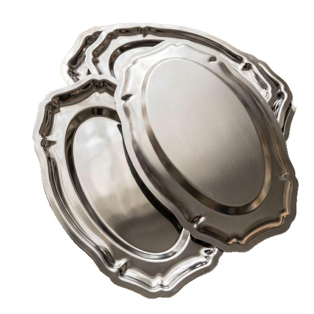 Nordic Light Luxury Oval 304 Stainless Steel Tray for Tea, Fruit, Cake, Cheese, & Dessert