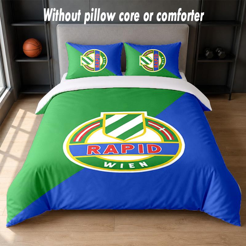 Rapid Wien FC Design Bed Bedding Set 1 Duvet Cover + 2 Pillowcases Soft Breathable Household Bed Linens