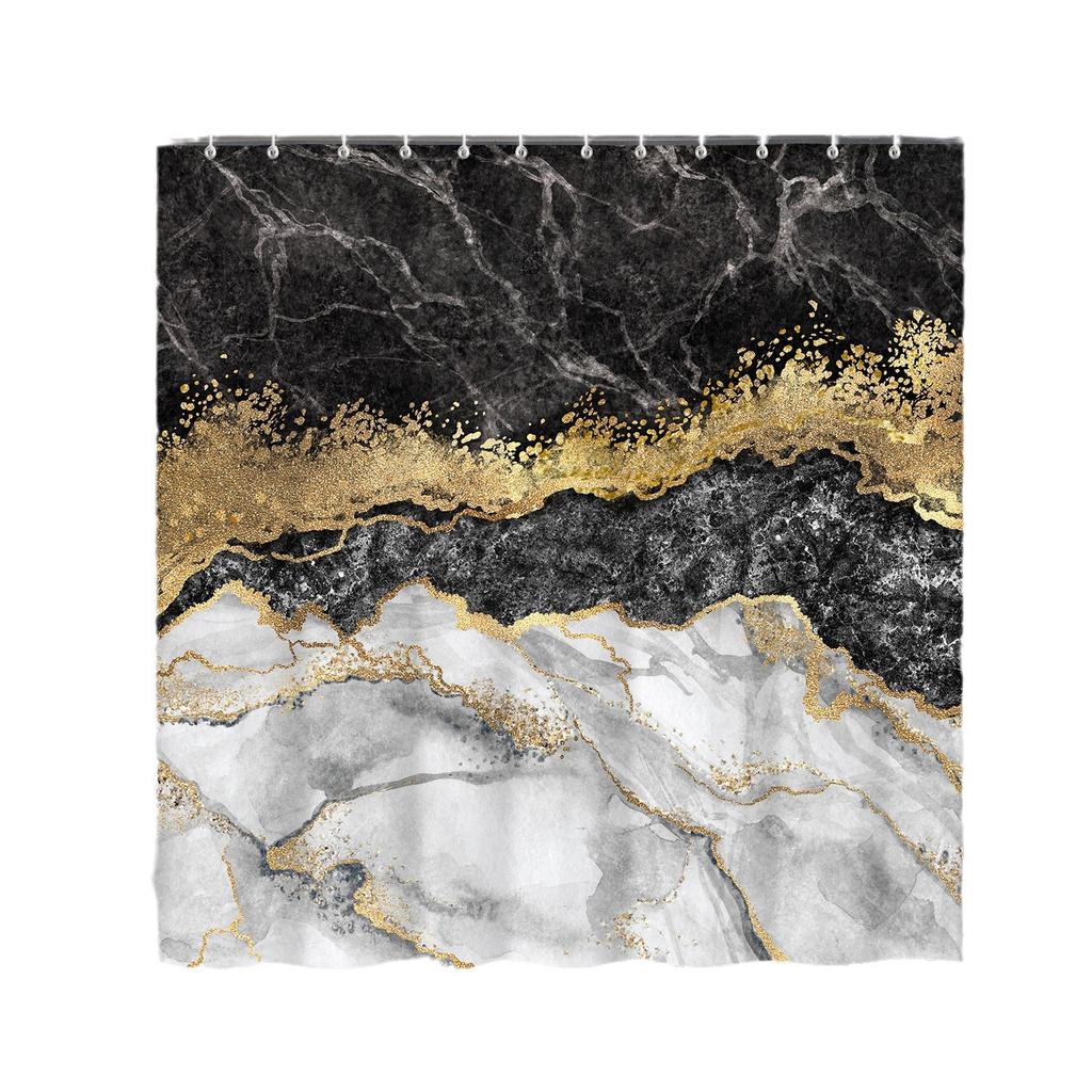 Shower Curtain Waterproof And Mildew-Proof Marble Pattern Bathroom Curtain Shower Curtain Partition Curtain Free Of Punching