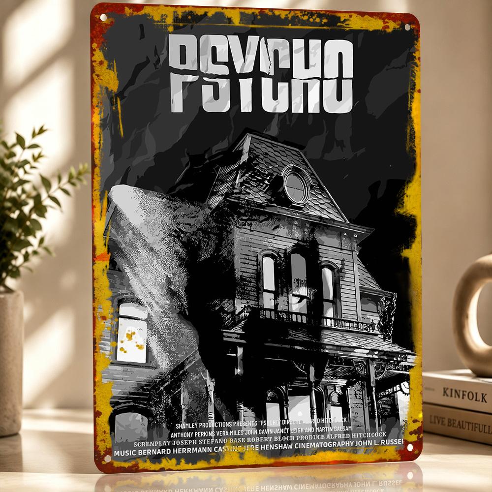 Psycho Movie Personalized D Textured Metal Poster Wall Art Vintage Tin Signs for Decor Living Room Decoration Man Wand Deko