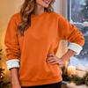 Women's Casual Fashion RoundNeck Pullover Top Winter Solid Color Plush Sweatshirt