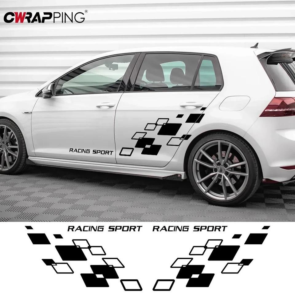 Volkswagen Racing Checkered Door Decals for POLO, Golf, CC, GTI-R
