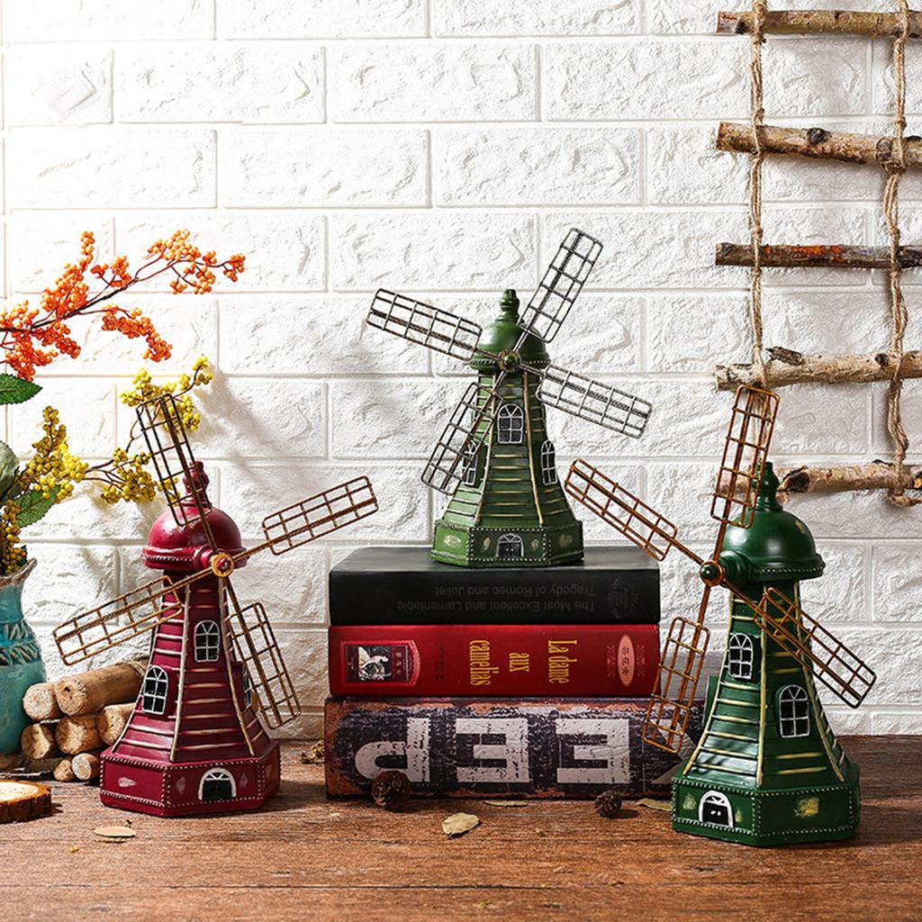 Nordic creative vintage nostalgic Dutch windmill small figurine for American-style home living room, wine cabinet, bedroom decoration and display.