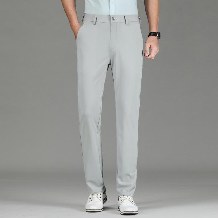 Trousers Men's Summer Thin Section Slim Casual Pants Man Multi Color Optional Ice Silk Loose Straight Business