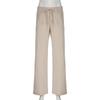 Summer Models Women's Home Daily Style Cotton Linen Drawstring Straight Basic Solid Colour Wide Leg Drape Spicy Low Waist Casual Trousers