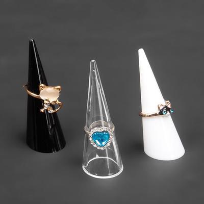 1PZ Display ad Anello Cono Triangolare Acrilico Trasparente Porta Gioielli Supporto Espositore per Anelli in Plastica