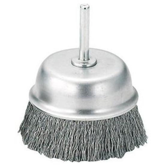 TRUSCO Shaft Mounted Cup X 6 Stainless Steel Brush, 75 Shafts, Wire, 0.3mm Diameter, TB-6643